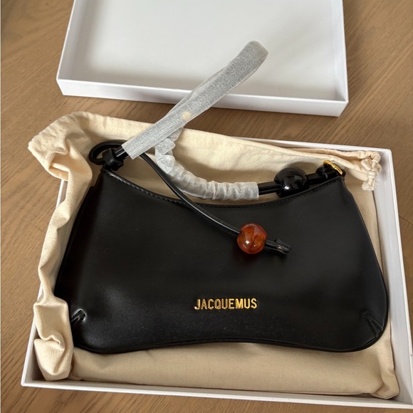 Jacquemus Handbags - Jacquemus Black Shoulder Bag with Gold Accents